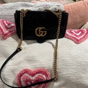 Gucci Black Crossbody Bag with Gold Accents